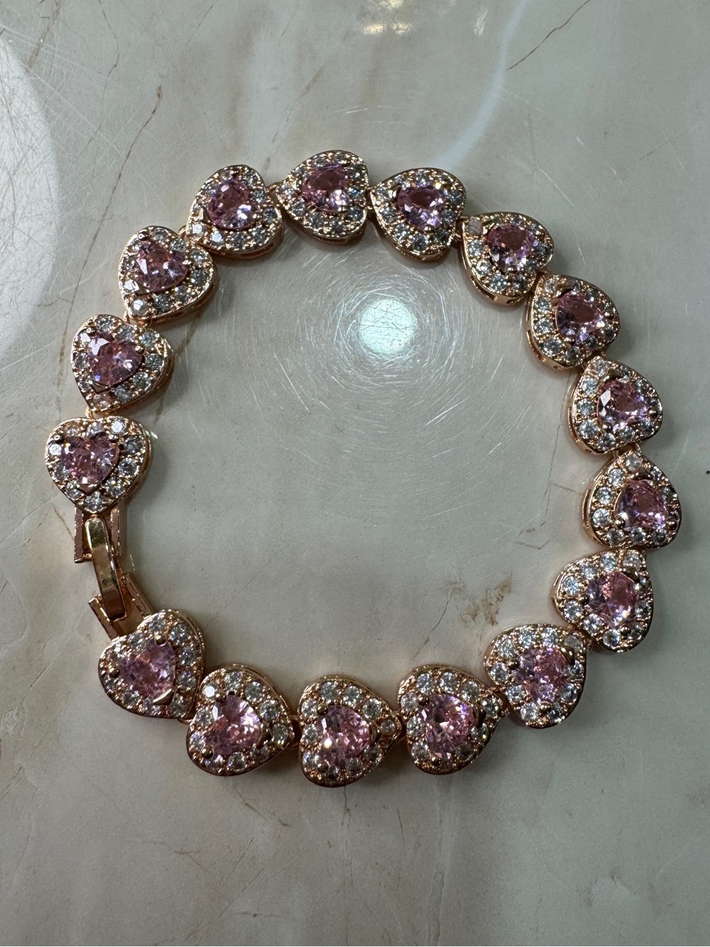 Pink Crystal Heart rose gold Bracelet - Women Jewelry